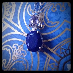 Lapis Lazuli and Iolite sterling silver necklace